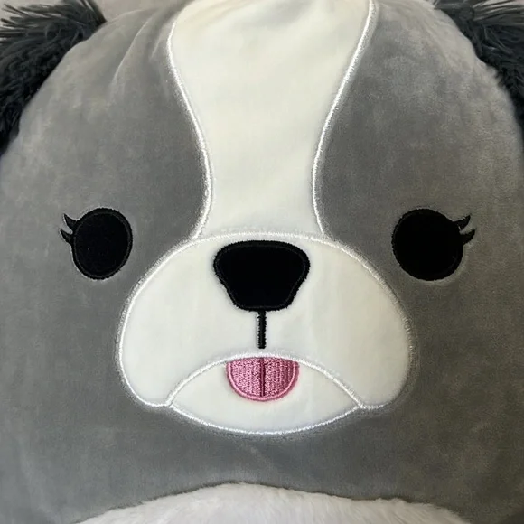 🐶 Squishmallows Malu Gray Shih Tzu Dog Fuzzy, Floopy ears/tongue